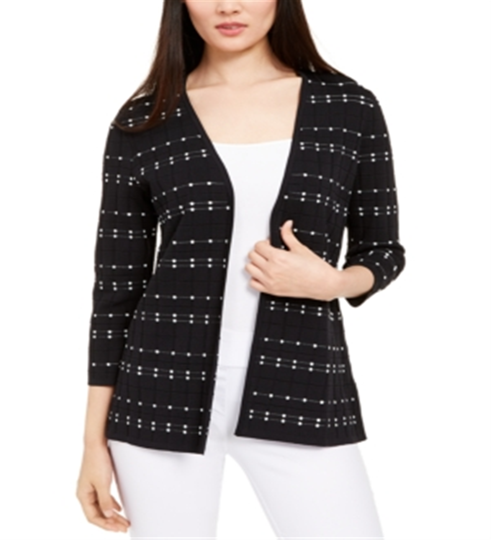 Cardigan Alfani Feminino com Pontos e Frente Aberta, Preto, Tamanho Pequeno G