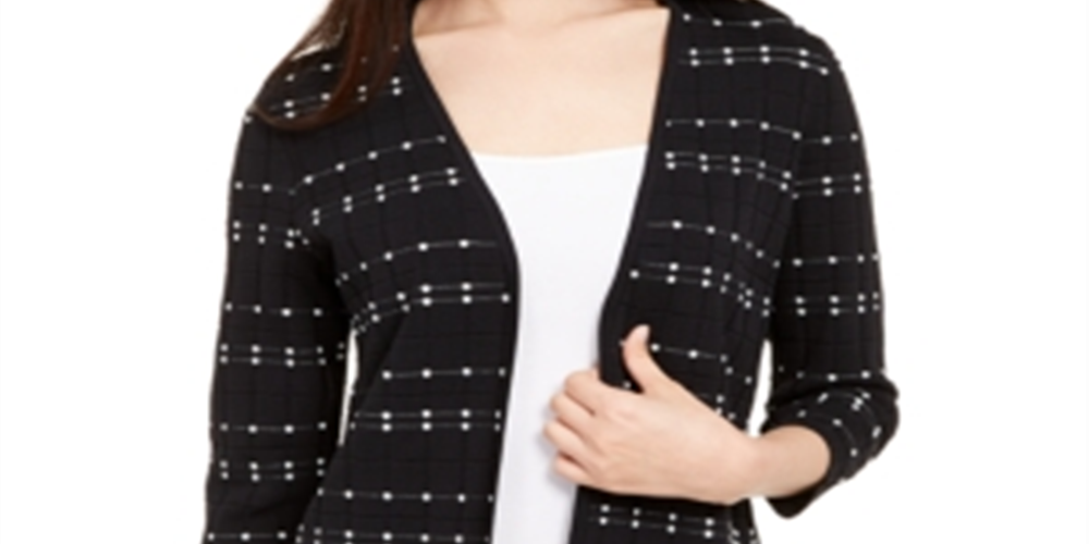 Cardigan Alfani Feminino com Pontos e Frente Aberta, Preto, Tamanho Pequeno G