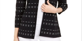 Cardigan Alfani Feminino com Pontos e Frente Aberta, Preto, Tamanho Pequeno G