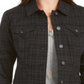 Jaqueta jeans feminina estampada Style &amp; Co, preta, tamanho pequeno P/M