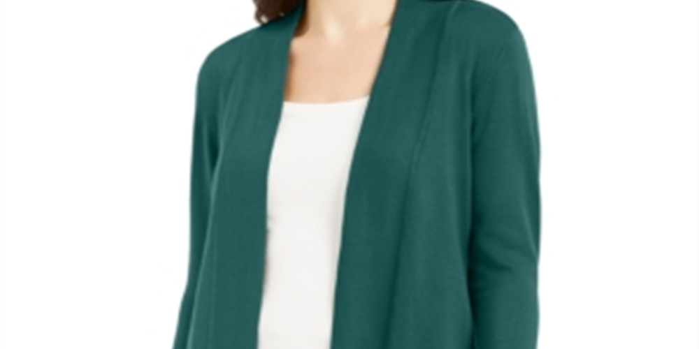 Cardigan feminino JM Collection com frente aberta, verde, tamanho pequeno P