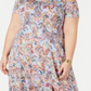 Vestido longo feminino plus size estampado com ombros descobertos, azul, tamanho XXX-G, da NY Collection
