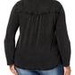 Blusa feminina bordada de algodão plus size Style &amp; Co, preta, tamanho 0X
