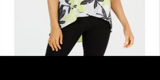 Blusa feminina Alfani com estampa cruzada na frente, folhas brancas/verdes, tamanho pequeno G