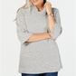 Karen Scott Suéter Feminino Gola Redonda Manga 3/4 Cinza Tamanho Pequeno G