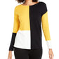 Blusa Alfani Feminina Ombro Caído Colorblock Amarelo-Preto Tamanho Pequeno G