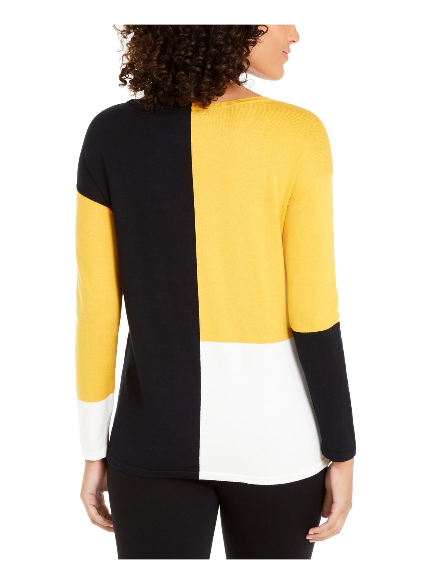 Blusa Alfani Feminina Ombro Caído Colorblock Amarelo-Preto Tamanho Pequeno G