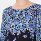 Karen Scott Suéter feminino estampado com manga 3/4 e estampa floral azul tamanho pequeno P
