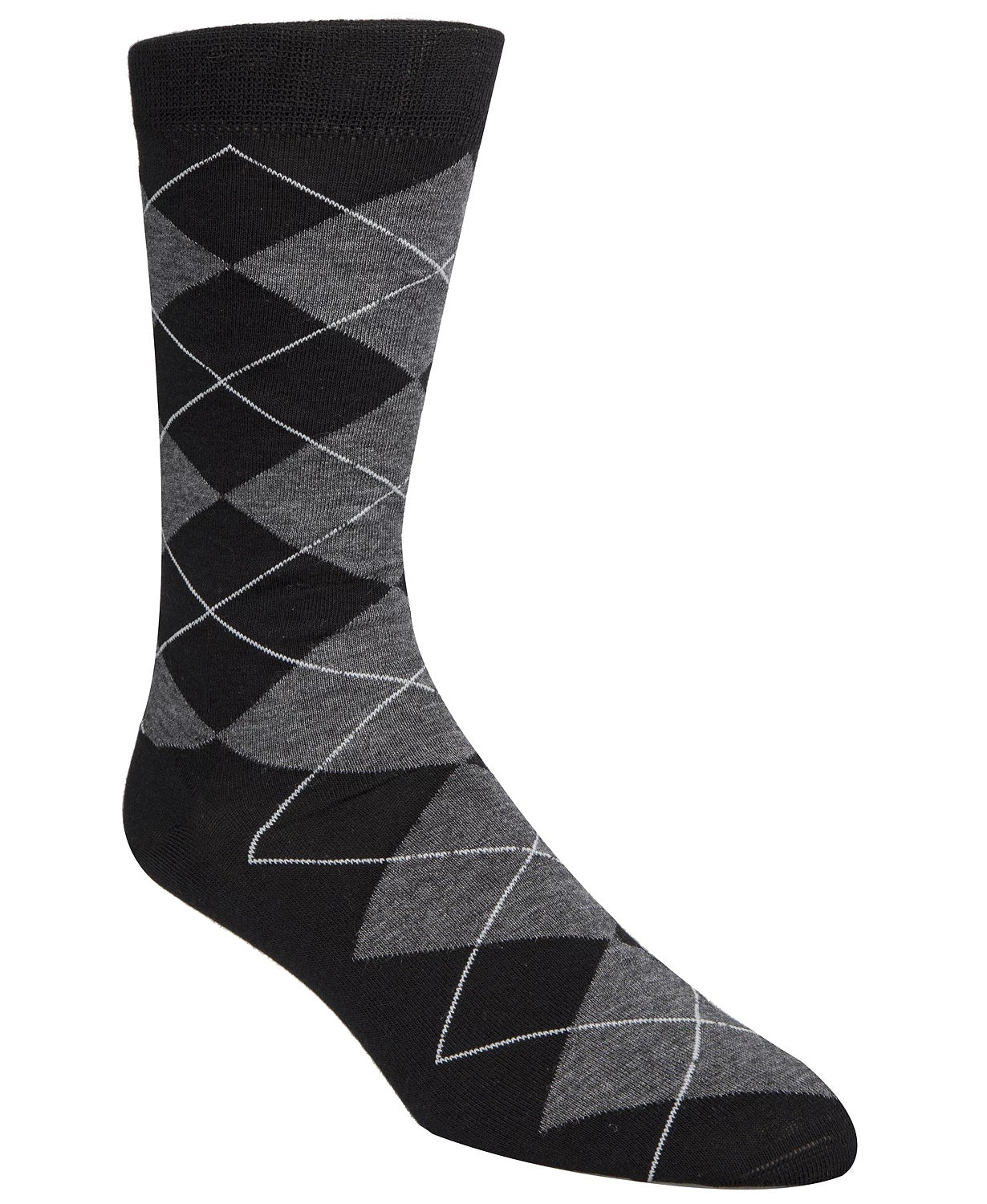 Meias Cole Haan Classic Argyle Crew Masculinas Pretas Tamanho Grande