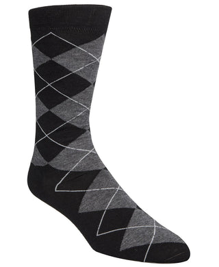 Meias Cole Haan Classic Argyle Crew Masculinas Pretas Tamanho Grande