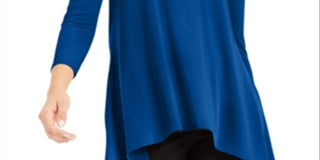 Blusa feminina Alfani lisa, azul, tamanho pequeno, G