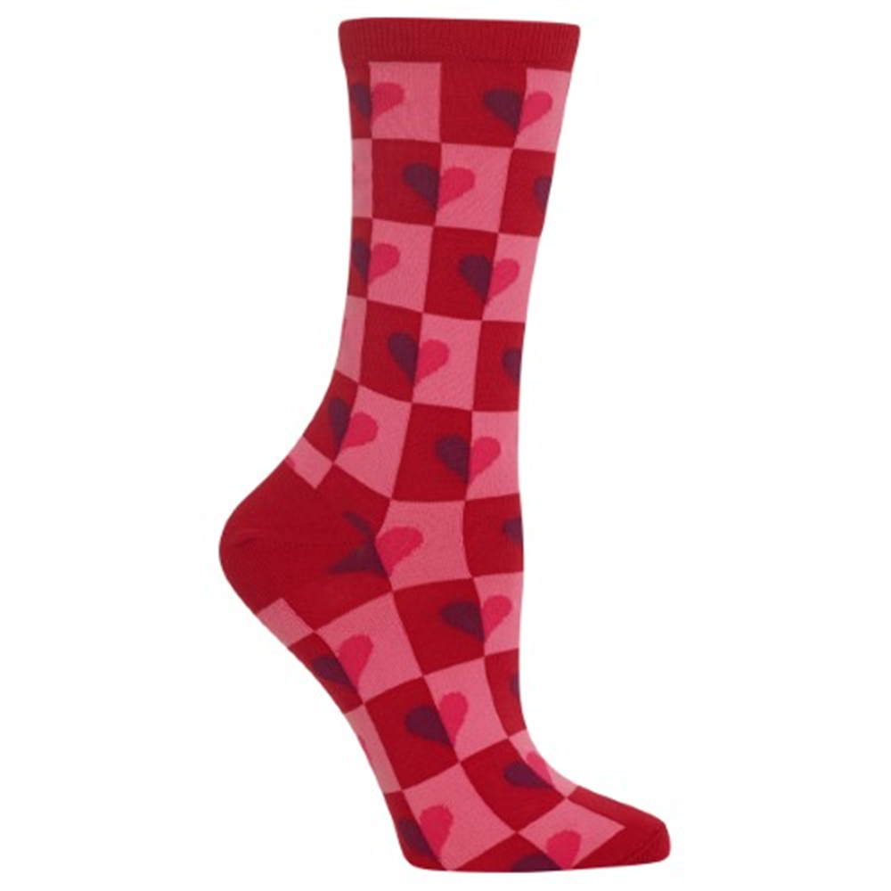 Meias femininas Hot Sox Half Hearts Crew, tamanho 4 a 10,5, vermelhas