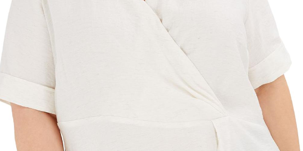 Blusa Alfani Feminina Plus Drape Surplice Branca Tamanho 1X