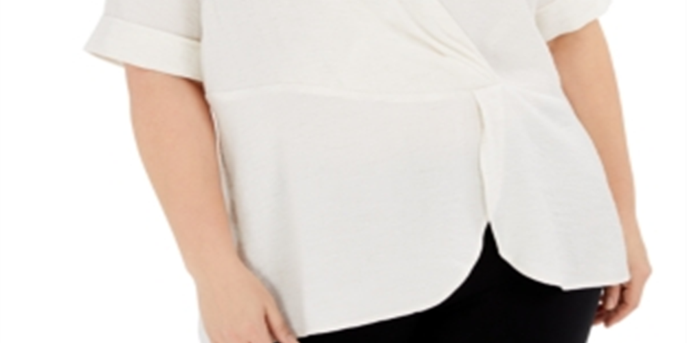 Blusa Alfani Feminina Plus Drape Surplice Branca Tamanho 1X