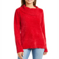 Karen Scott Suéter Feminino Gola Envelope Chenille Vermelho Tamanho Pequeno P/M