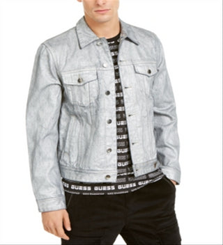 Jaqueta Guss Masculina Grande Denim Clássica Slim Fit Logo Cinza Tamanho Grande
