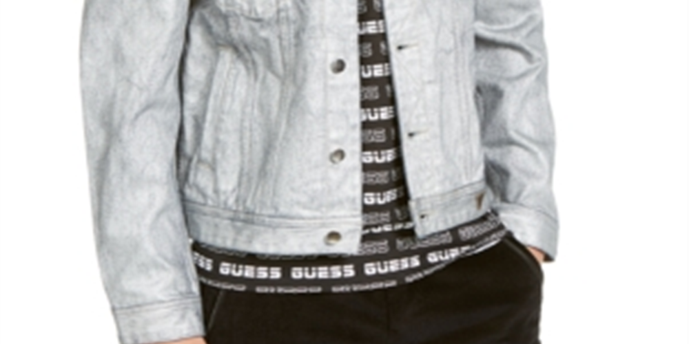 Jaqueta Guss Masculina Grande Denim Clássica Slim Fit Logo Cinza Tamanho Grande