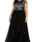 Vestido de festa feminino Betsy &amp; Adam com corpete embelezado, preto, tamanho pequeno e pequeno