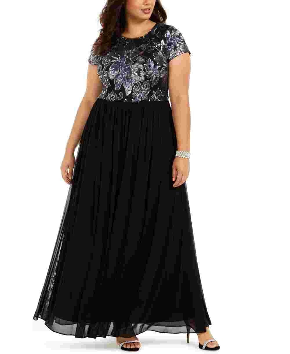 Vestido de festa feminino Betsy &amp; Adam com corpete embelezado, preto, tamanho pequeno e pequeno