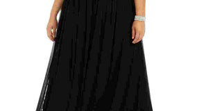 Vestido de festa feminino Betsy &amp; Adam com corpete embelezado, preto, tamanho pequeno e pequeno