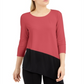 Blusa assimétrica com blocos de cores Alfani feminina rosa e preta, tamanho pequeno P