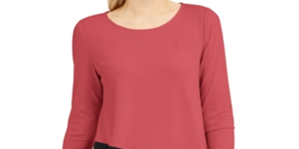 Blusa assimétrica com blocos de cores Alfani feminina rosa e preta, tamanho pequeno P