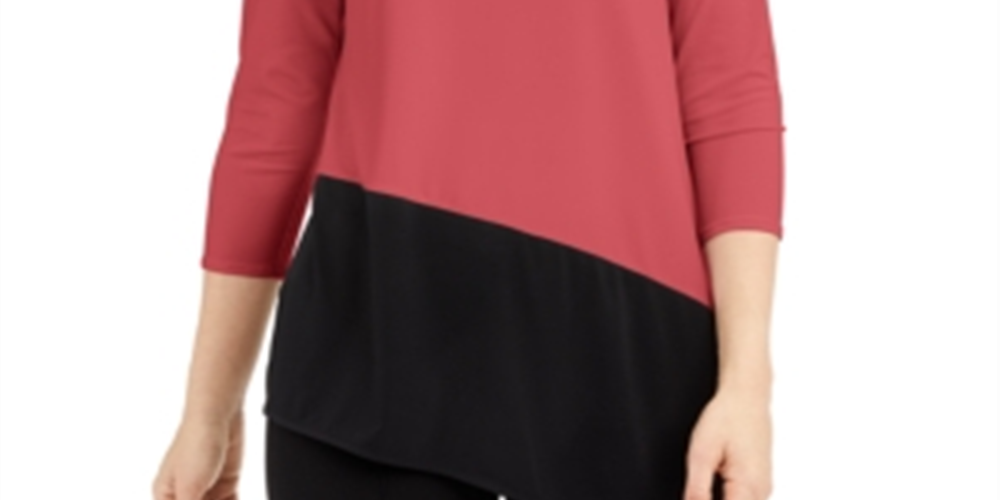 Blusa assimétrica com blocos de cores Alfani feminina rosa e preta, tamanho pequeno P