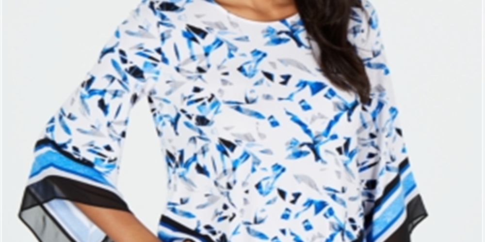 Blusa feminina Alfani azul cobalto tamanho pequeno grande