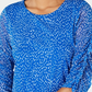 Blusa feminina Alfani com estampa de manga franzida e bolhas em malha, tamanho pequeno e médio, azul