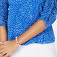 Blusa feminina Alfani com estampa de manga franzida e bolhas em malha, tamanho pequeno e médio, azul