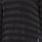 Camiseta feminina Karen Kane com listras brilhantes e gola redonda, manga comprida, tamanho P