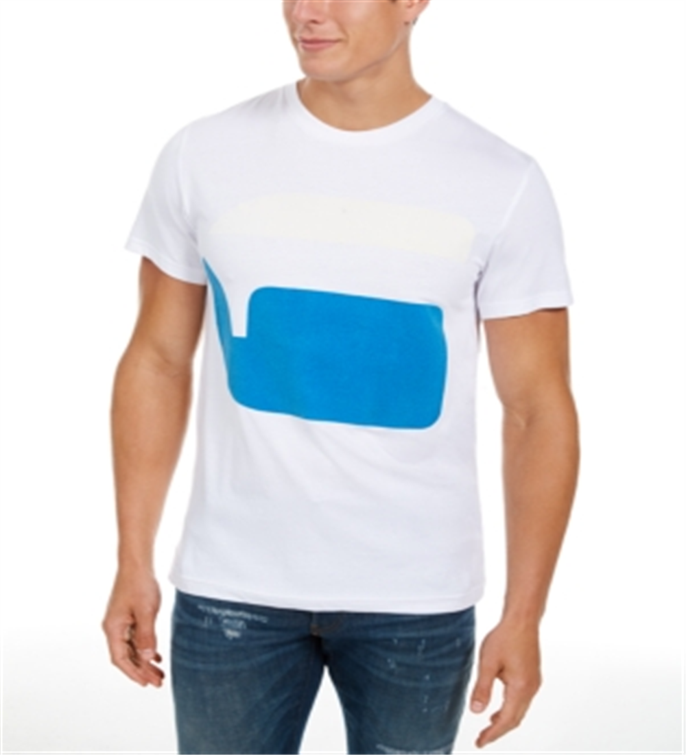 Camiseta masculina com estampa gráfica e logotipo G-Star Raw, branca, tamanho G