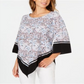 Blusa poncho estampada feminina Alfani azul/marrom tamanho pequeno GG