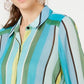Camisa feminina listrada vertical com botões INC International Concepts, tamanho pequeno, verde