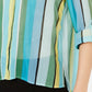 Camisa feminina listrada vertical com botões INC International Concepts, tamanho pequeno, verde