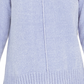 Blusa feminina mesclada de manga comprida e gola redonda, azul, tamanho pequeno médio