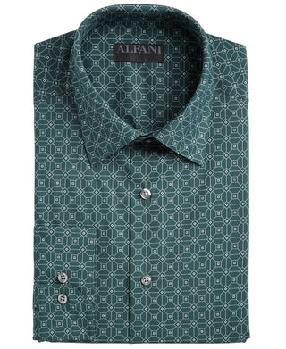 Camisa social masculina estampada Alfani, verde, tamanho P