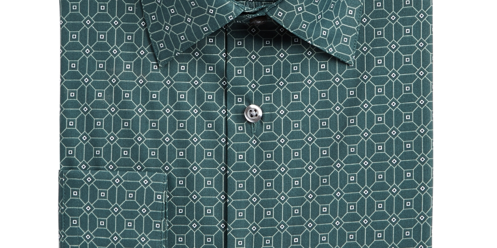 Camisa social masculina estampada Alfani, verde, tamanho P