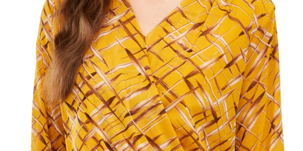 Túnica Alfani Feminina Estampada Manga 3/4 Amarela Tamanho Pequeno P/M