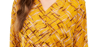 Túnica Alfani Feminina Estampada Manga 3/4 Amarela Tamanho Pequeno P/M