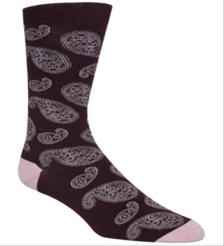Cole Haan Men's Paisley Dress Crew Socks Pink-Berry Jam Size 7-12