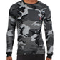Camisa de pijama térmica Ralph Lauren masculina camuflada em malha waffle, cinza, tamanho médio