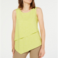 Blusa feminina Alfani com sobreposição assimétrica, verde, tamanho pequeno
