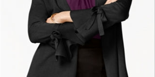 Cardigan feminino Alfani com manga amarrada, preto, tamanho pequeno G