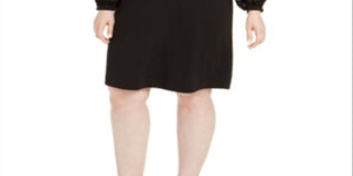 Vestido feminino Alfani Plus com mangas enfeitadas, preto, tamanho 0X