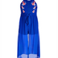 Macacão de renda para meninas grandes com lantejoulas e corações, azul, tamanho 12