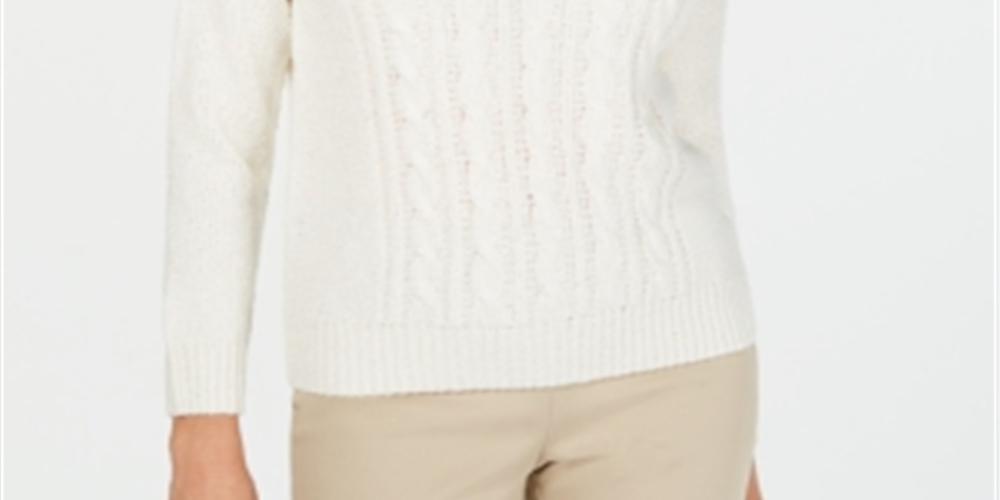 Karen Scott Suéter Feminino de Tricô com Cordão Ovo Tamanho Pequeno P