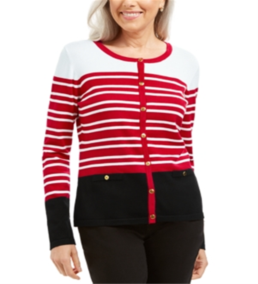 Cardigan listrado feminino Karen Scott vermelho tamanho PSM