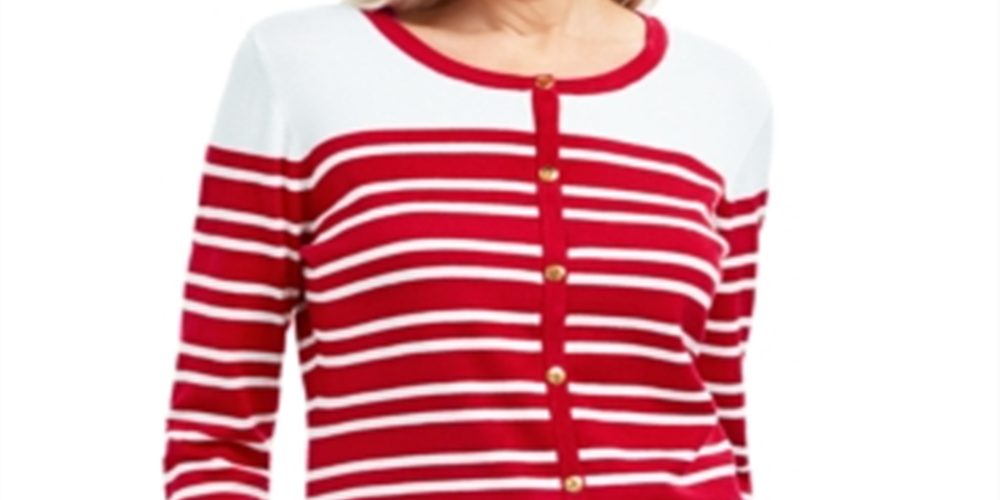 Cardigan listrado feminino Karen Scott vermelho tamanho PSM