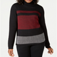 Karen Scott Suéter Feminino de Algodão com Gola Alta Colorblock Vermelho - Preto Tamanho Pequeno P